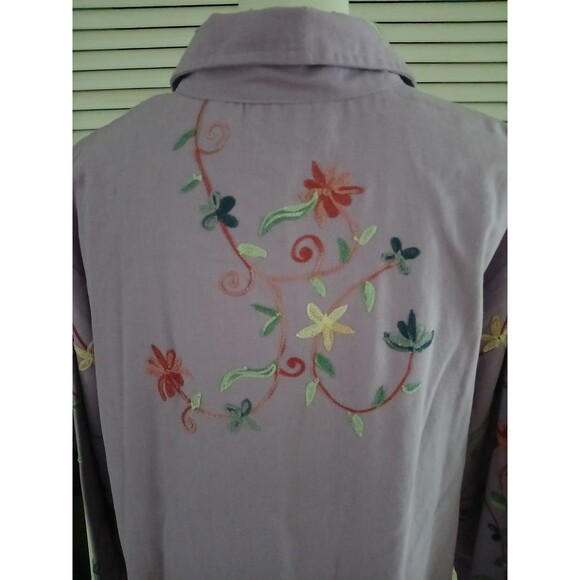 BEA Classics XL Floral Embroidered Long Sleeve Top 100% Cotton Country Cowgirl - Picture 8 of 12